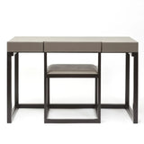 Compact Desk and Chair French Grey Leather