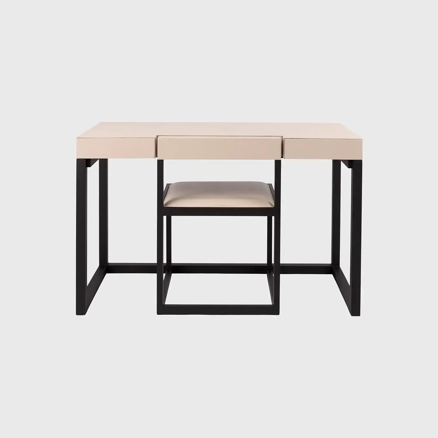 Compact Desk and Chair Pumice Leather