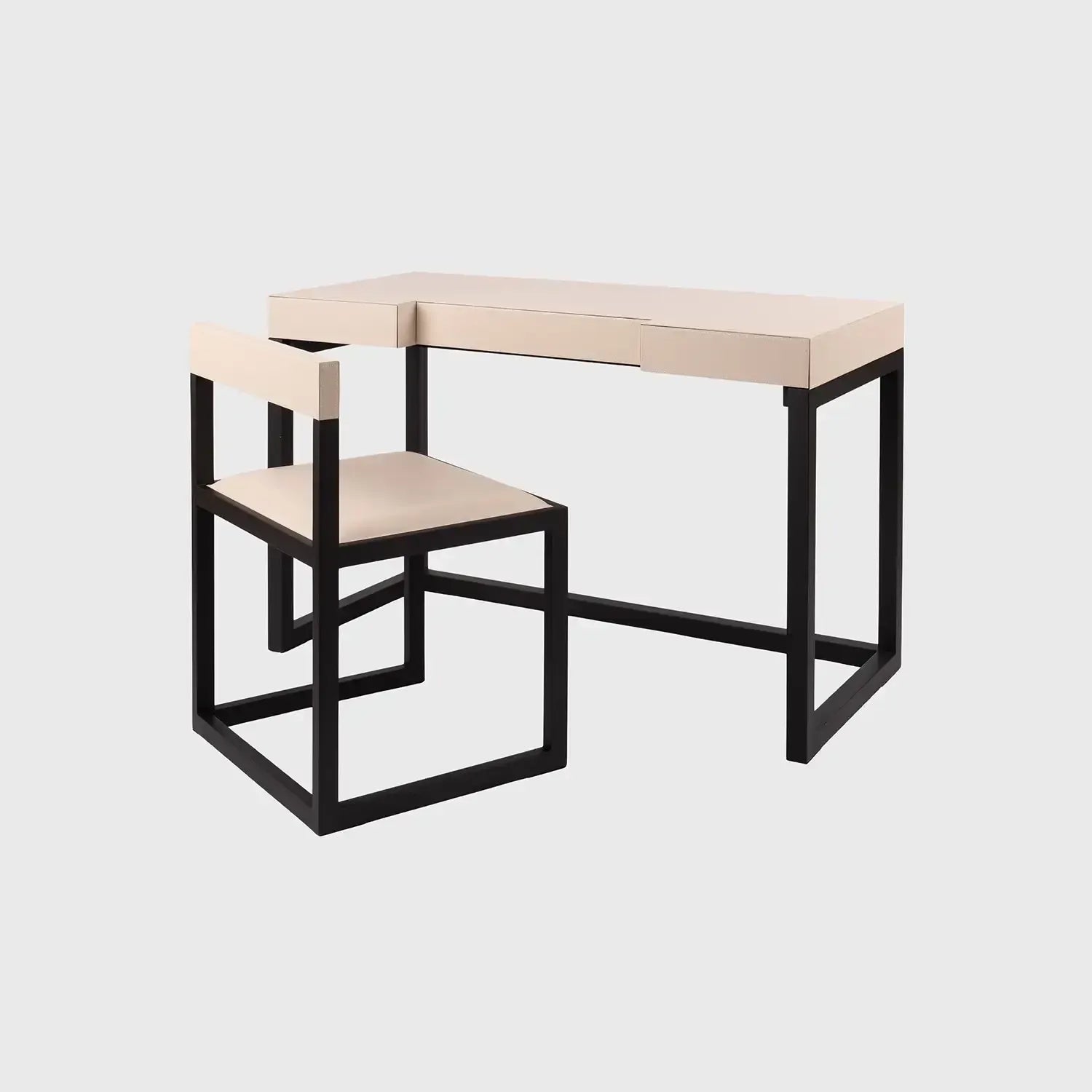 Compact Desk and Chair Pumice Leather