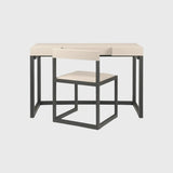 Compact Desk and Chair Woven Pumice Leather