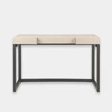 Compact Desk and Chair Woven Pumice Leather