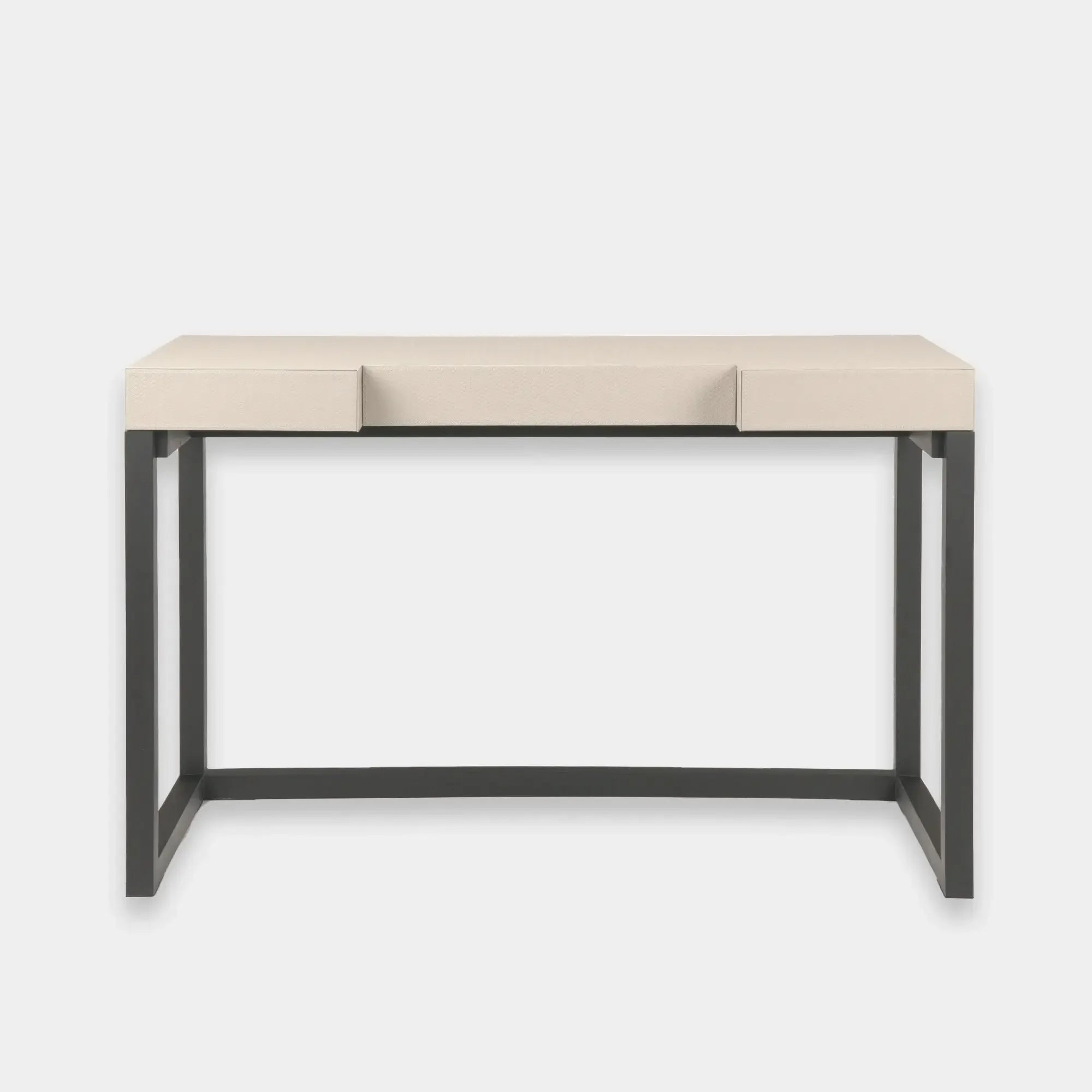 Compact Desk and Chair Woven Pumice Leather