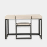 Compact Desk and Chair Woven Pumice Leather
