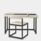 Compact Desk and Chair Woven Pumice Leather