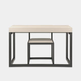 Compact Desk and Chair Woven Pumice Leather