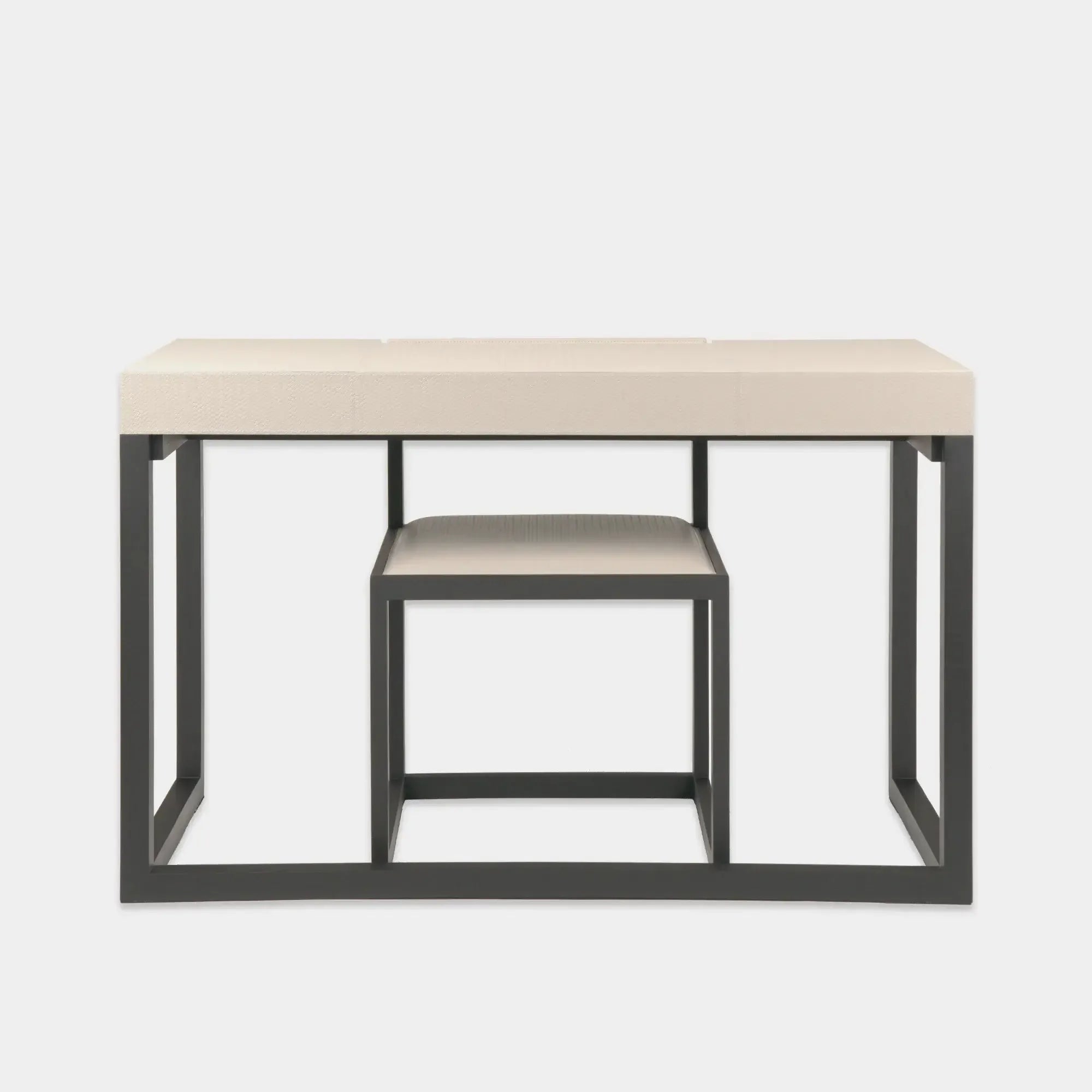 Compact Desk and Chair Woven Pumice Leather