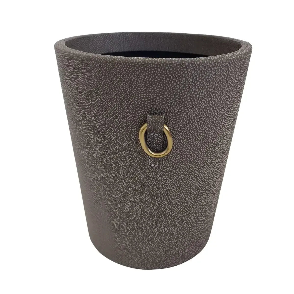 Cone Waste Bin Grey Shagreen Leather