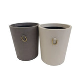 Cone Waste Bin Grey Shagreen Leather