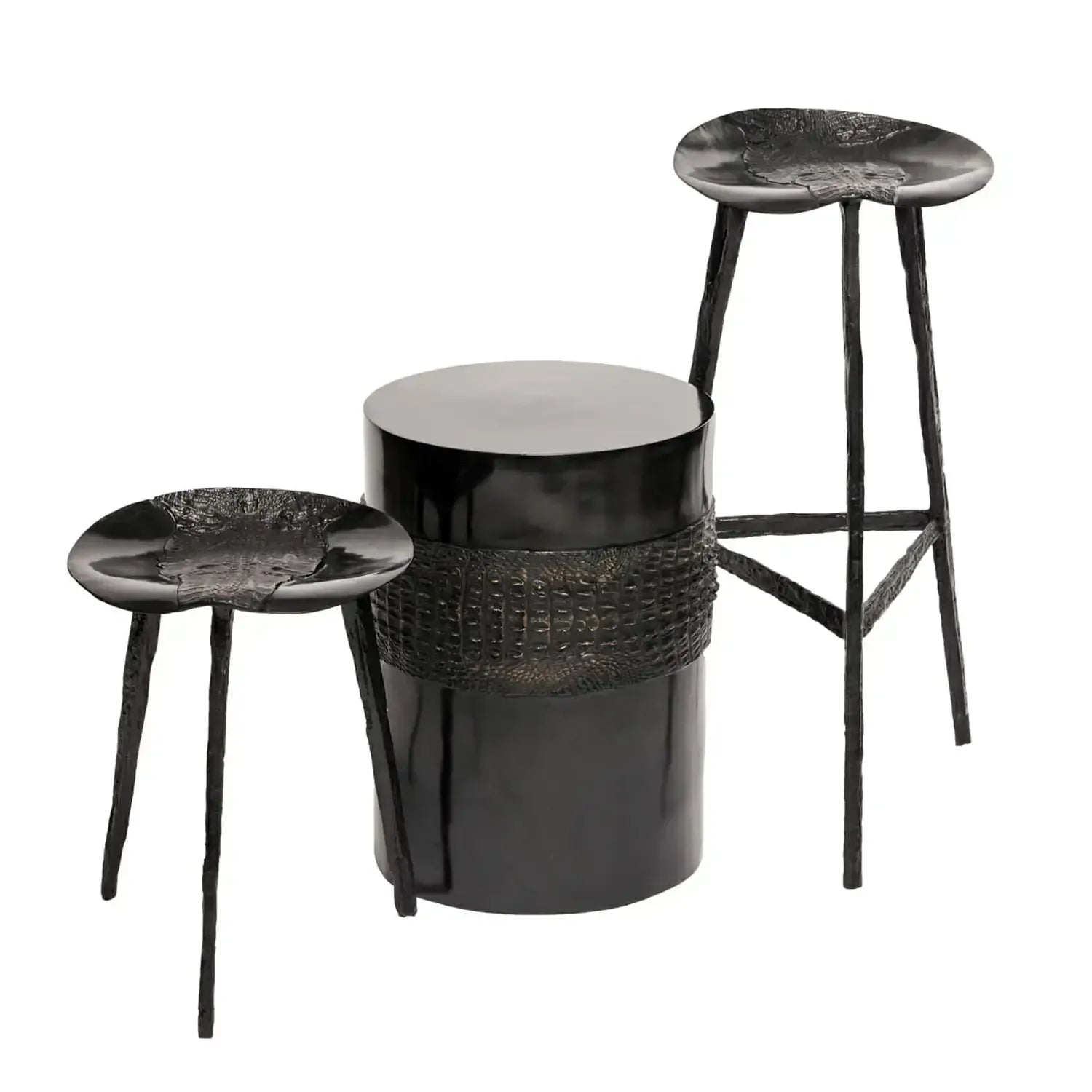 Croc Bar Stool Bronze Nera