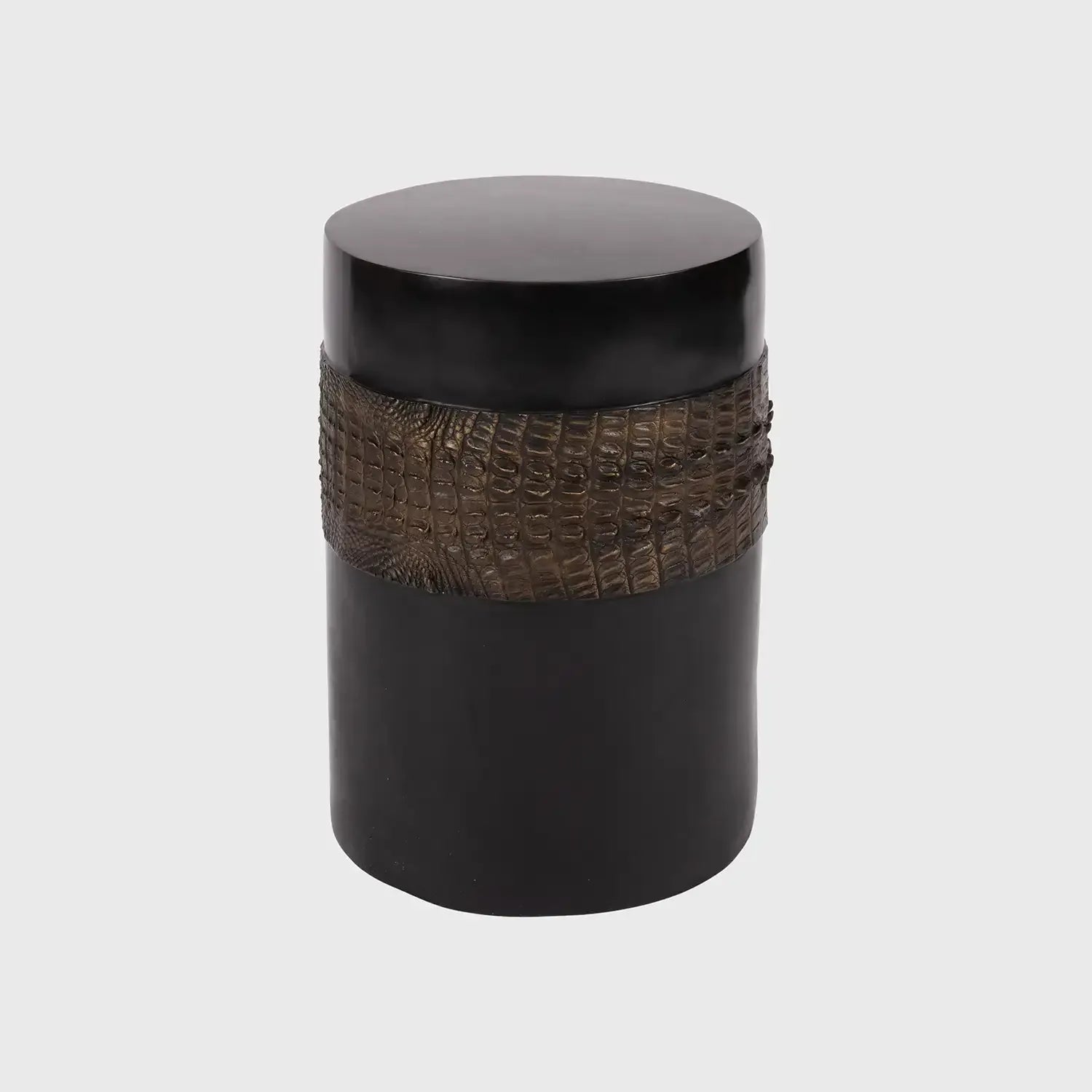 Crocodile Drum Stool Bronze Nera Dorato
