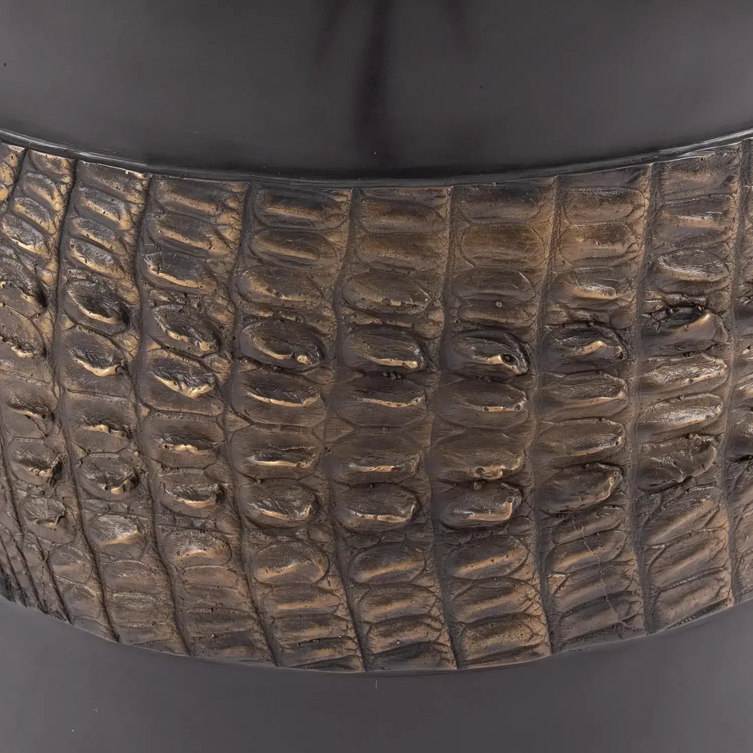 Crocodile Drum Stool Bronze Nera Dorato