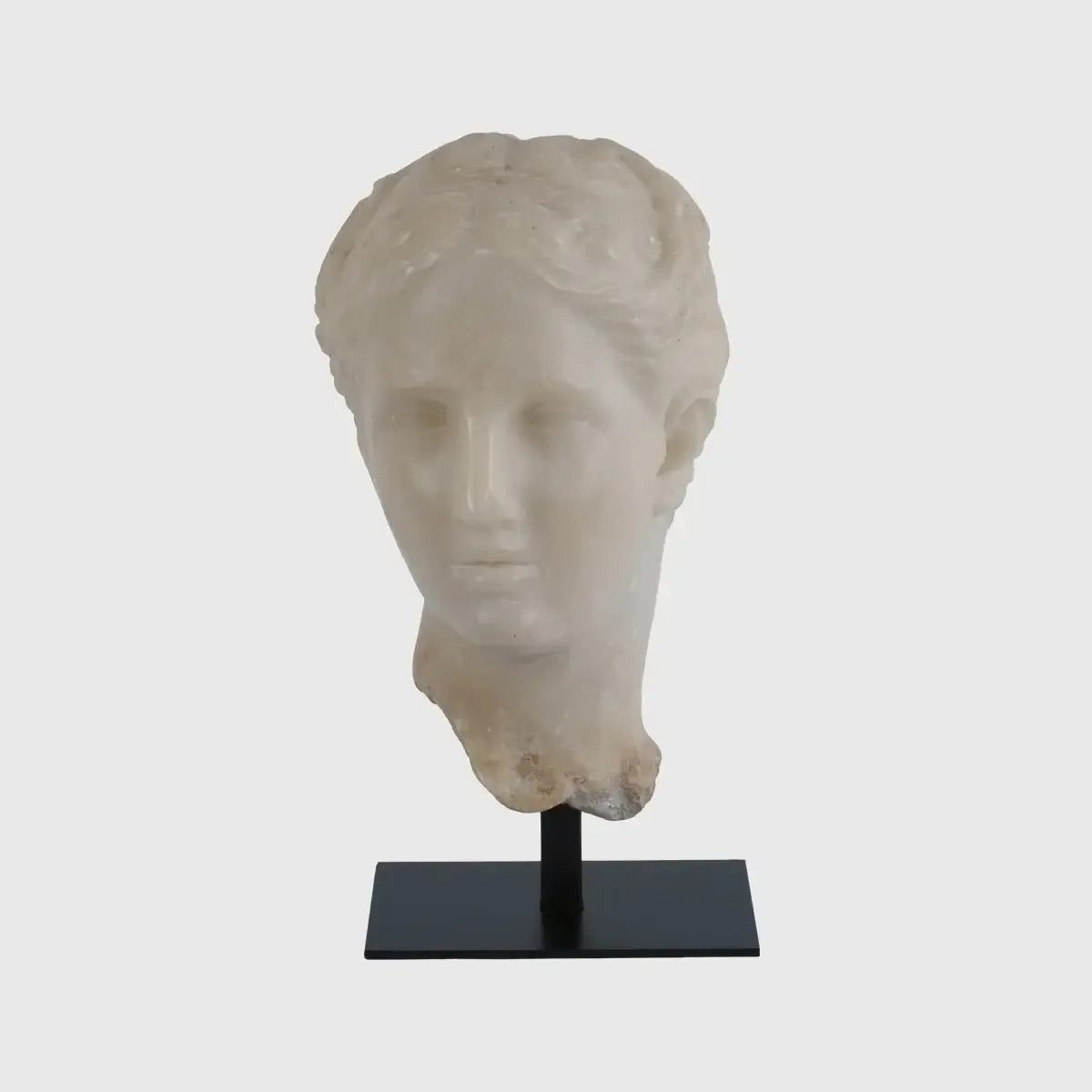 Decorative Marble Female Bust with Metal Base