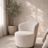 Derry Swivel Chair - Bella Velour Cream & Taupe
