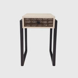 Eggshell and Pumice leather bedside table