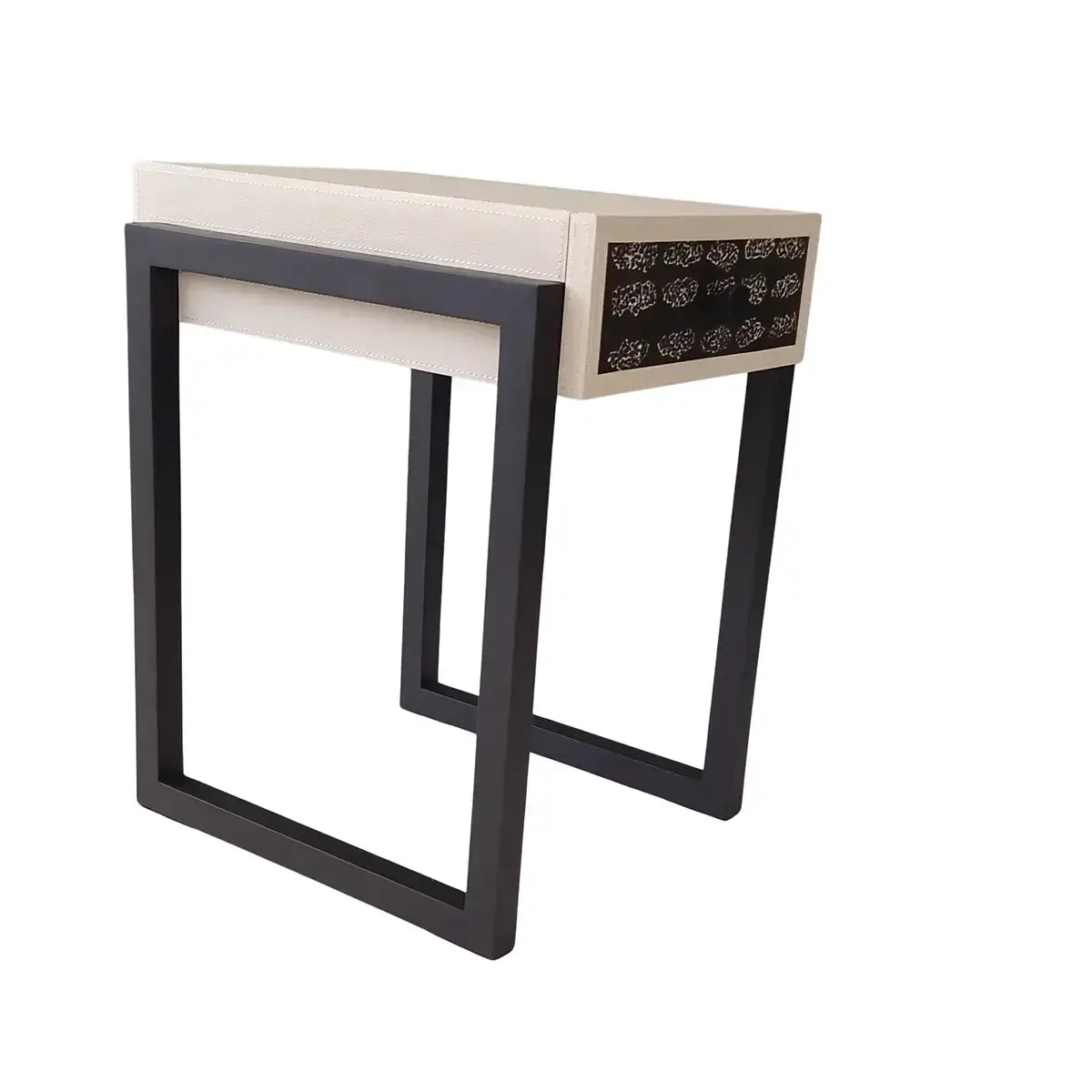 Eggshell and Pumice leather bedside table
