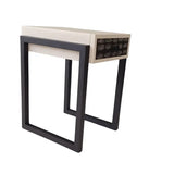 Eggshell and Pumice leather bedside table