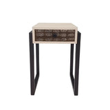 Eggshell and Pumice leather bedside table