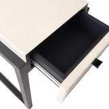 Eggshell and Pumice leather bedside table