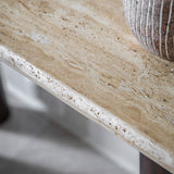Fontana Mango Wood Console Table with Travertine Top