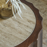 Cascata Mango Wood Side Table Travertine Top