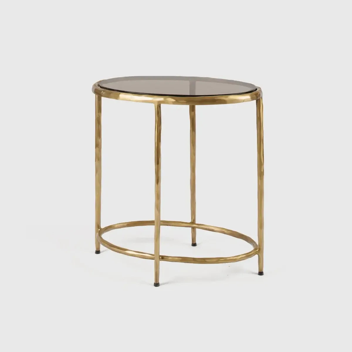 Forged Oval Side Table Bronze Satin Gilt