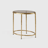 Forged Oval Side Table Bronze Satin Gilt