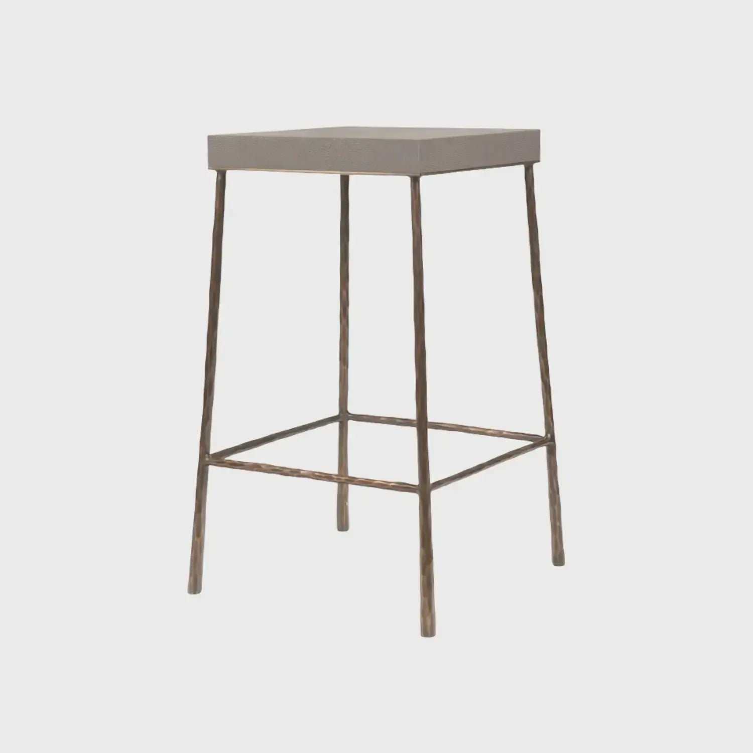 Forged Pedestal Grey Shagreen Leather