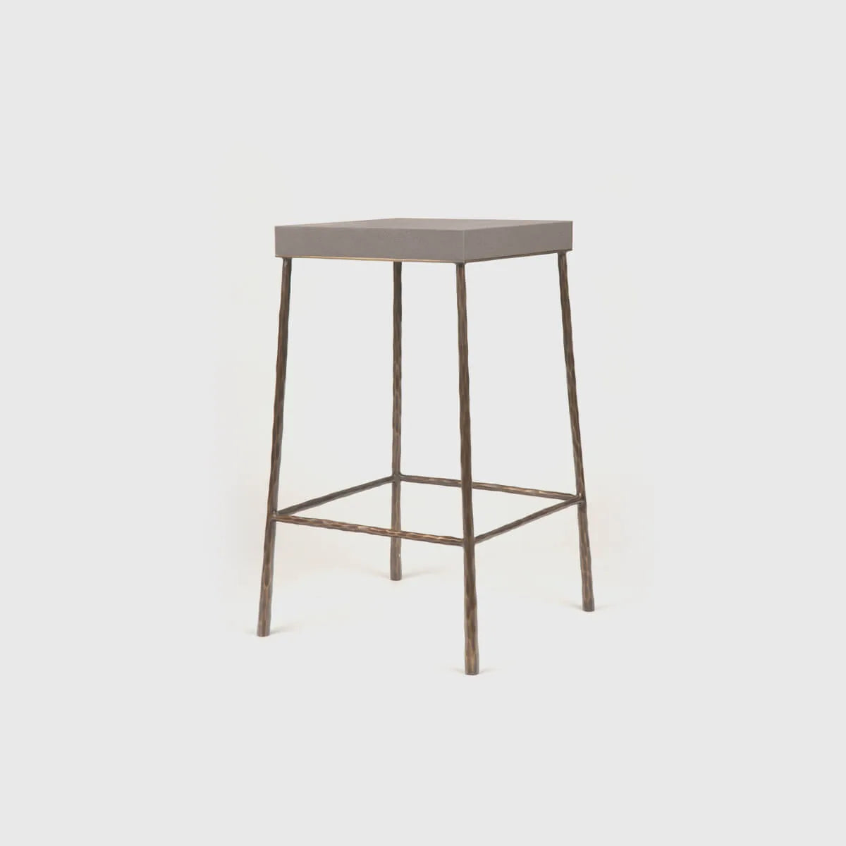 Forged Pedestal Grey Shagreen Leather