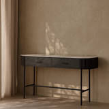 Lantine Marble Console Table - Matt Black