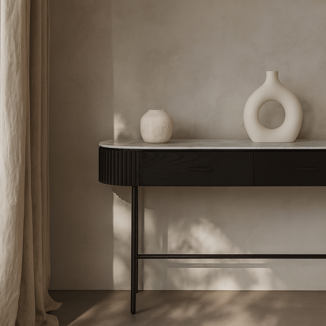 Lantine Marble Console Table - Matt Black