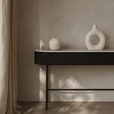 Lantine Marble Console Table - Matt Black