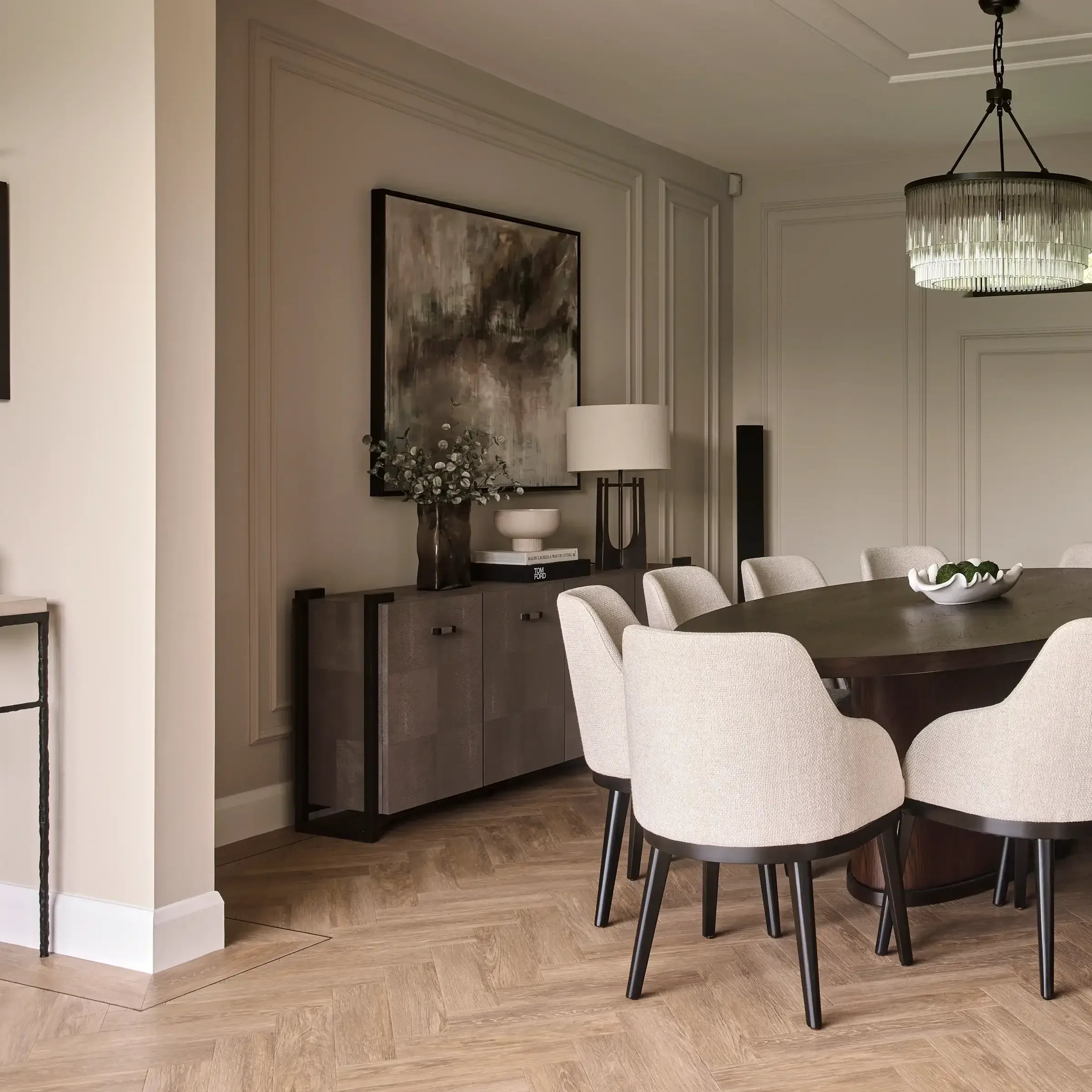 Linea Nera Cabinet Grey Shagreen Leather