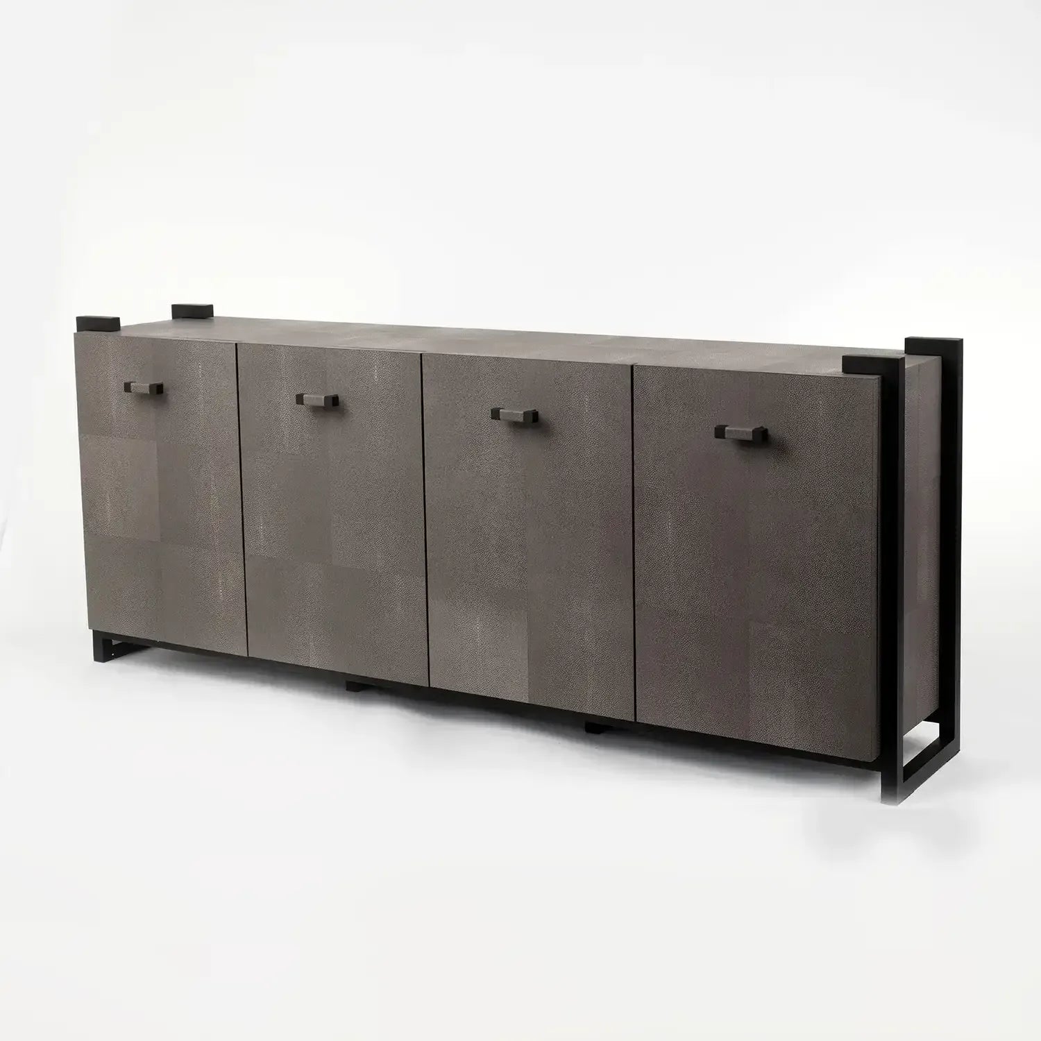 Linea Nera Cabinet Grey Shagreen Leather