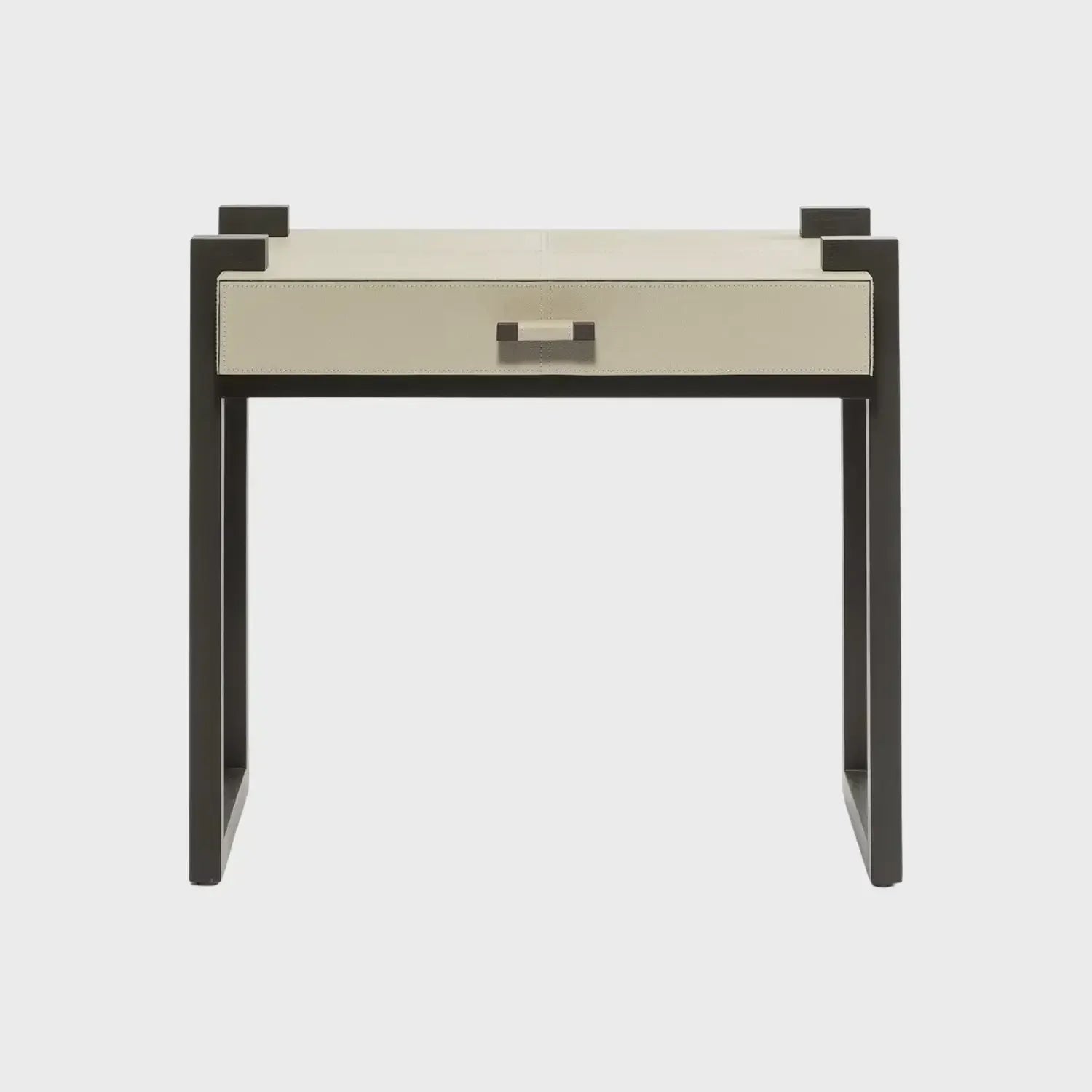 Linea Nera Side Table French Grey Leather