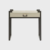 Linea Nera Side Table French Grey Leather
