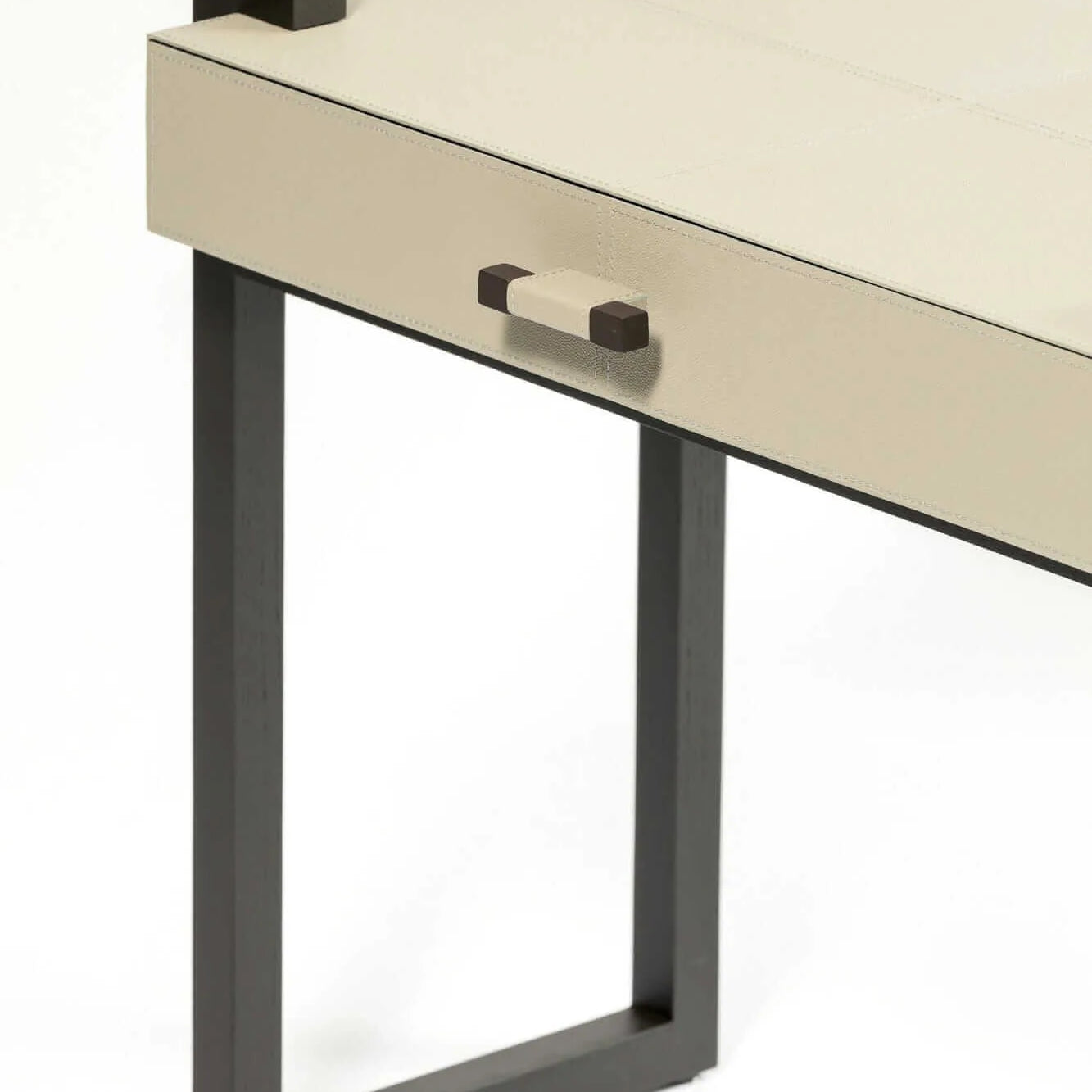 Linea Nera Side Table French Grey Leather