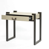 Linea Nera Side Table French Grey Leather
