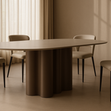 Moon Dining Table - 200 - Cocoa & Cream Ceramic