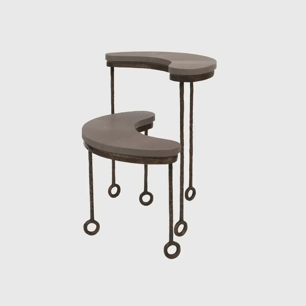 Marais Bronze Tables Grey Shagreen Leather