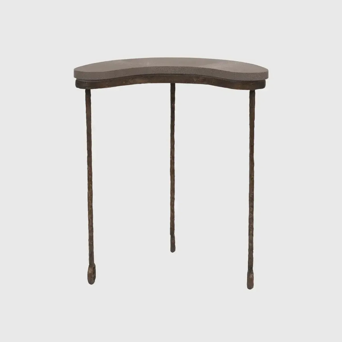 Marais Bronze Tables Grey Shagreen Leather
