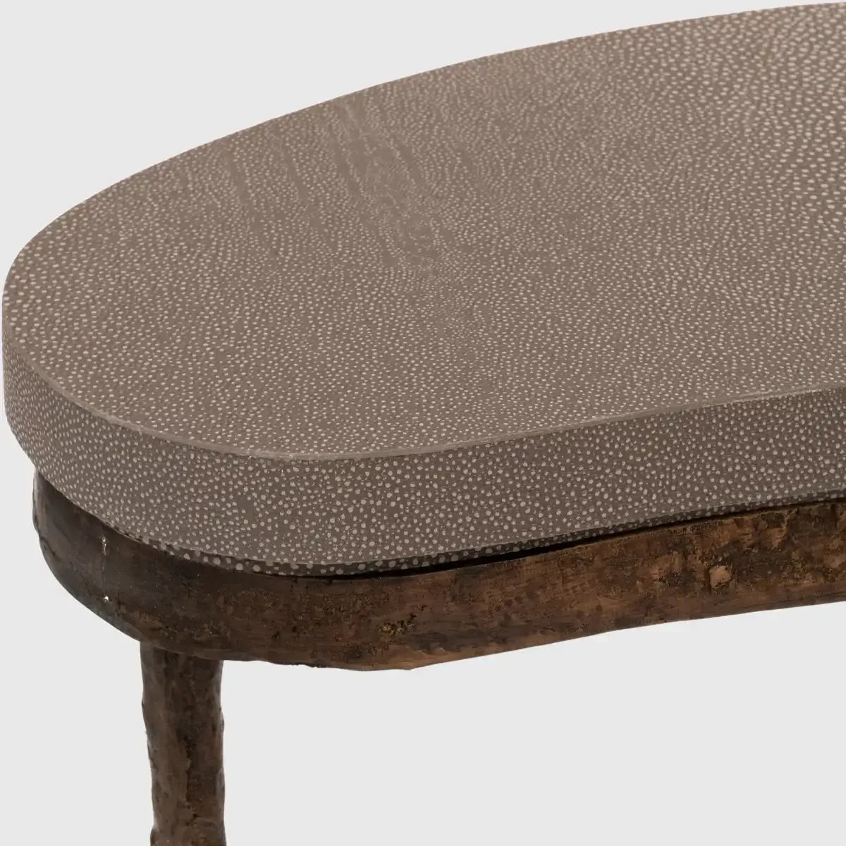 Marais Bronze Tables Grey Shagreen Leather