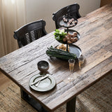 Raw Wooden Top Dining Table with Vintage Iron Base by Nordal