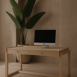 Offset Solid Oak Desk - Natural