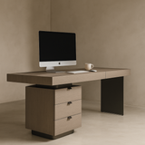 Oston Office Desk - Grey - Left Hand Drawers