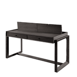 Offset Solid Oak Desk - Black
