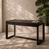 Offset Solid Oak Desk - Black