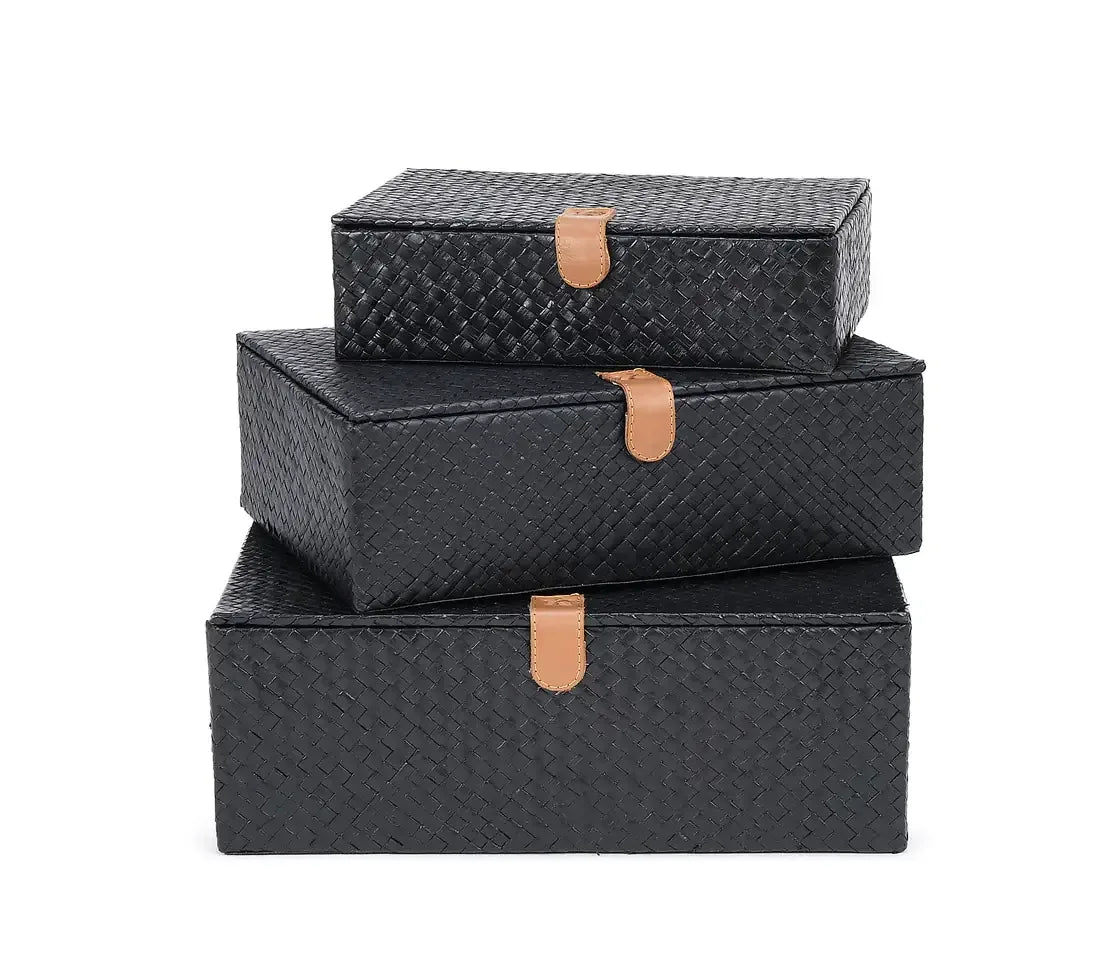 Palm Black Set of 3 Boxes