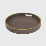 Paragon Round Tray Grey Shagreen Leather