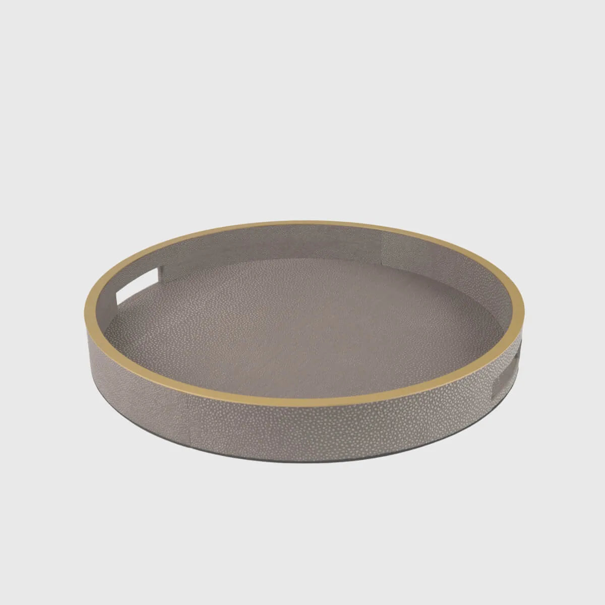 Paragon Round Tray Grey Shagreen Leather