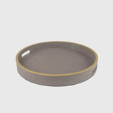 Paragon Round Tray Grey Shagreen Leather